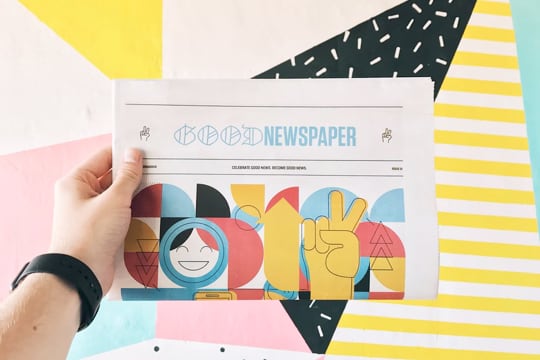 A newspaper with colorful patterns